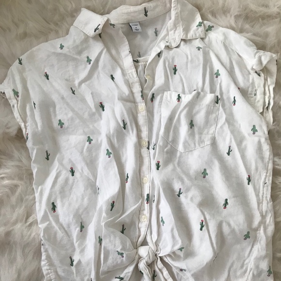 Cactus print button up t-shirt - Picture 1 of 1